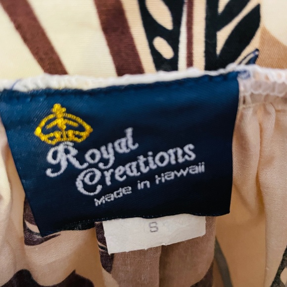 Hawaiian Dress Small Made Hawaii Brown Tan Cover Up Royal Creations MuuMuu - Picture 2 of 4